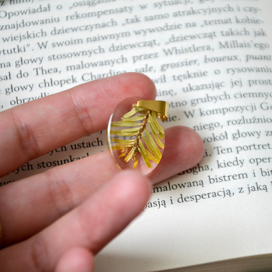 Naszyjnik owalny z jodłą pospolitą - kolor złoty