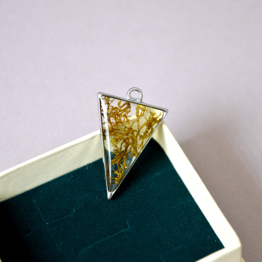 Naszyjnik trójkąt z mchem - kolor srebrny